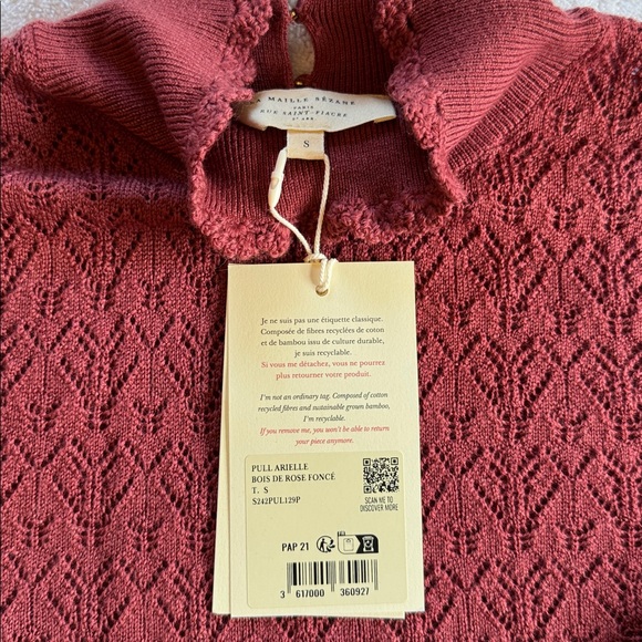Sezane Arielle Jumper Rosewood - Size S - Picture 3 of 4